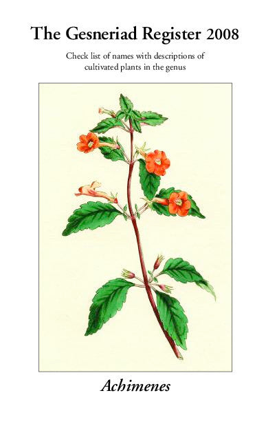 Gesneriad Register - Achimenes (2008) PDF Version (to be emailed)