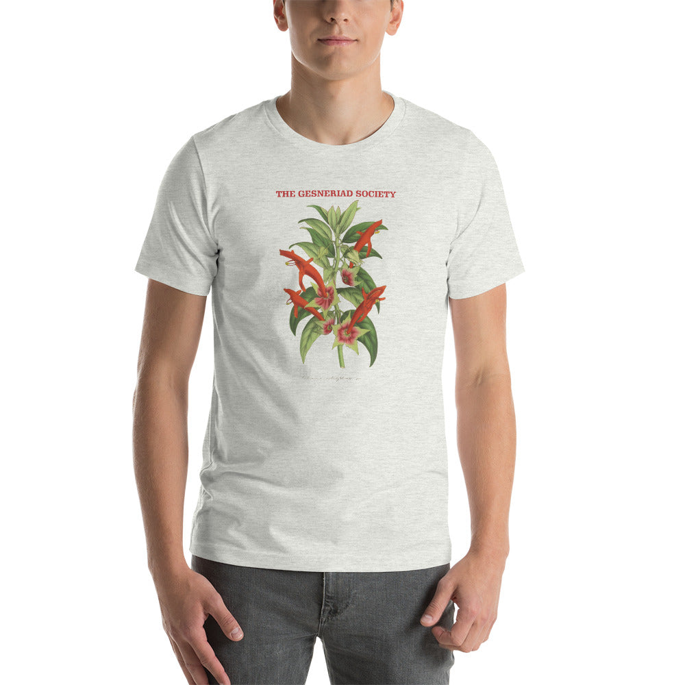 Short-Sleeve Unisex T-Shirt with printed Columnea erythrophaea