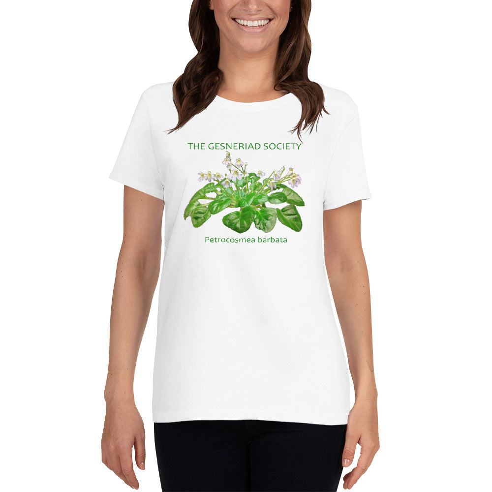 Women's T-shirt with printed Petrocosmea barbata