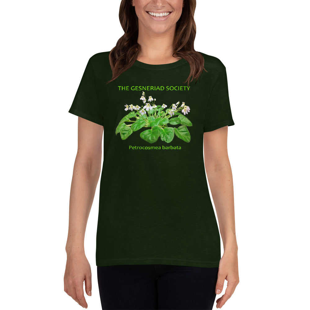 Women's T-shirt with printed Petrocosmea barbata