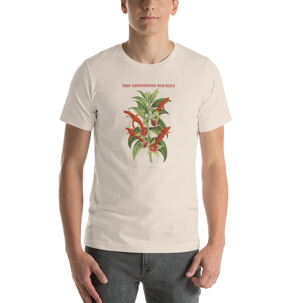 Short-Sleeve Unisex T-Shirt with printed Columnea erythrophaea