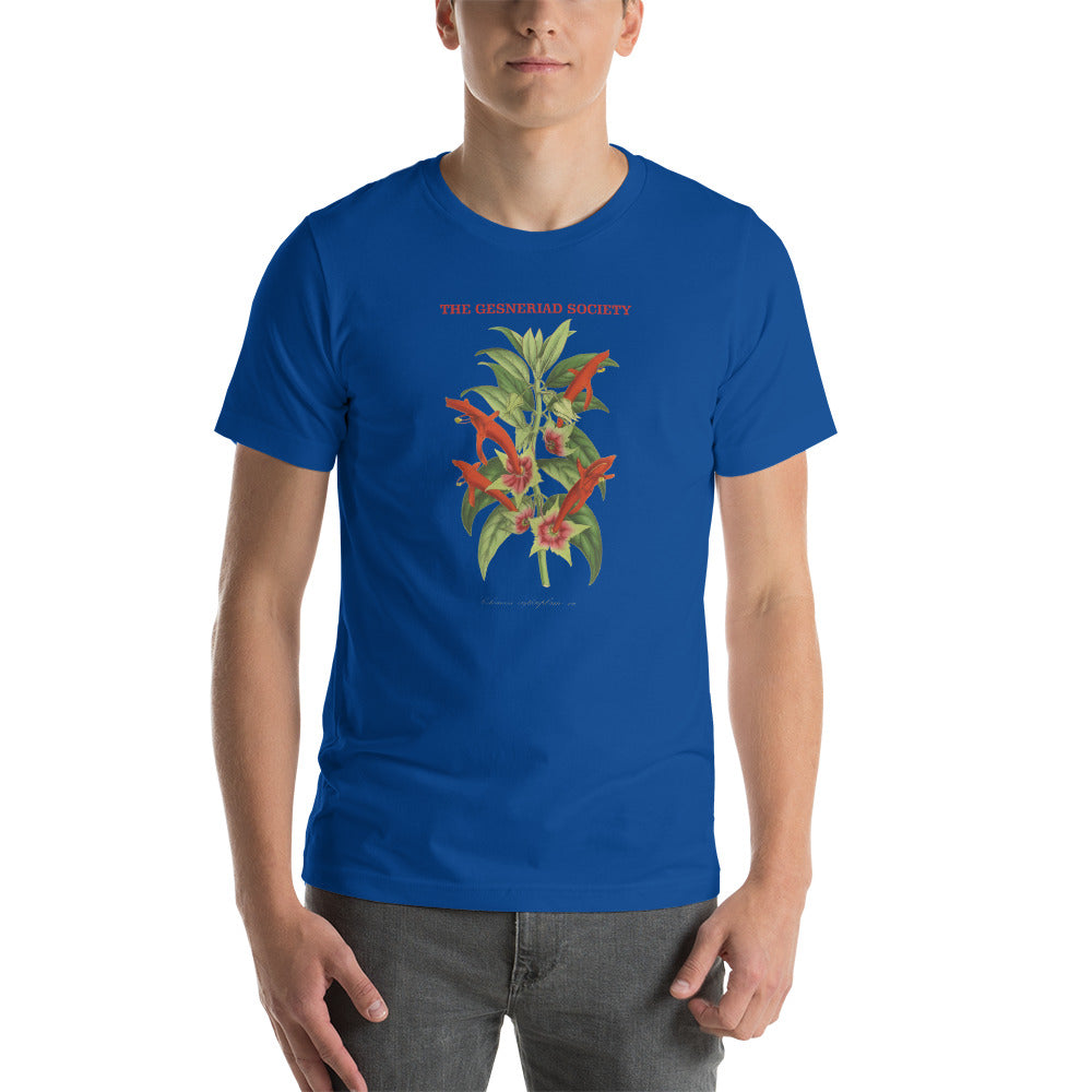 Short-Sleeve Unisex T-Shirt with printed Columnea erythrophaea