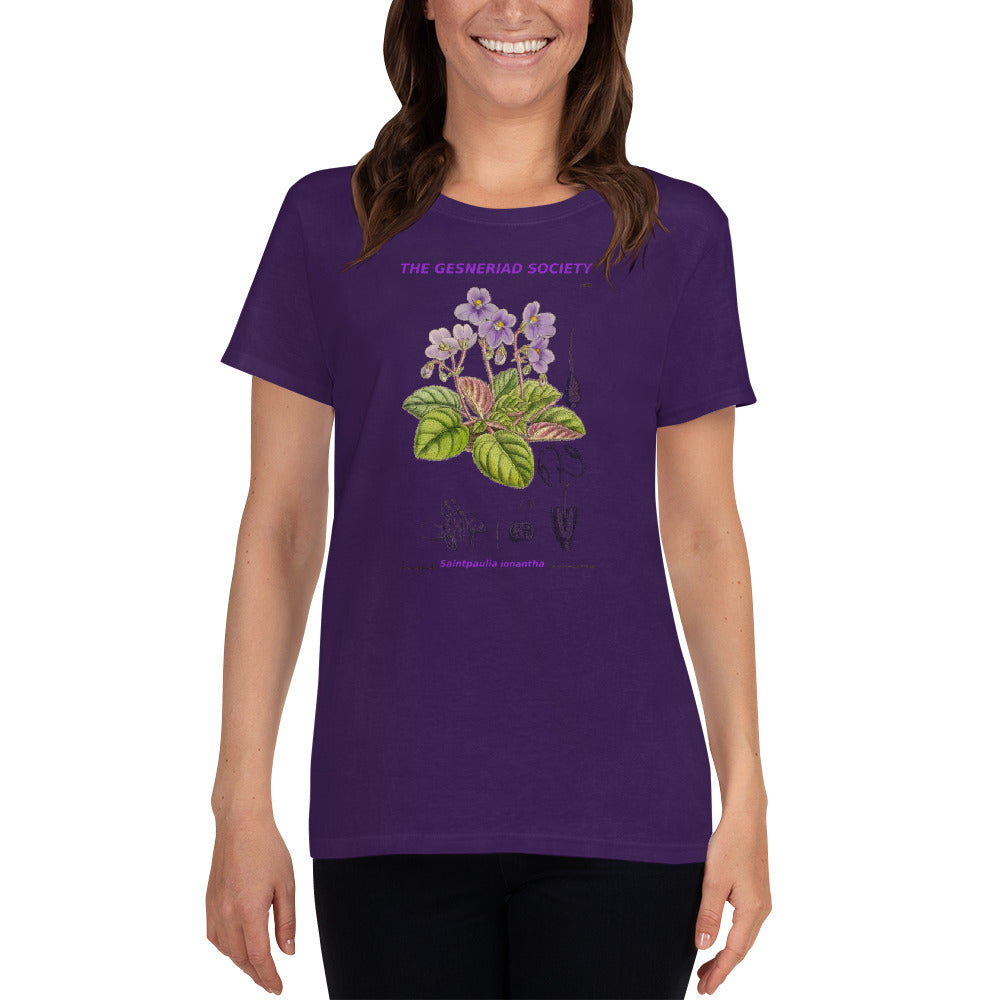 Women's T-shirt with printed Saintpaulia ionantha