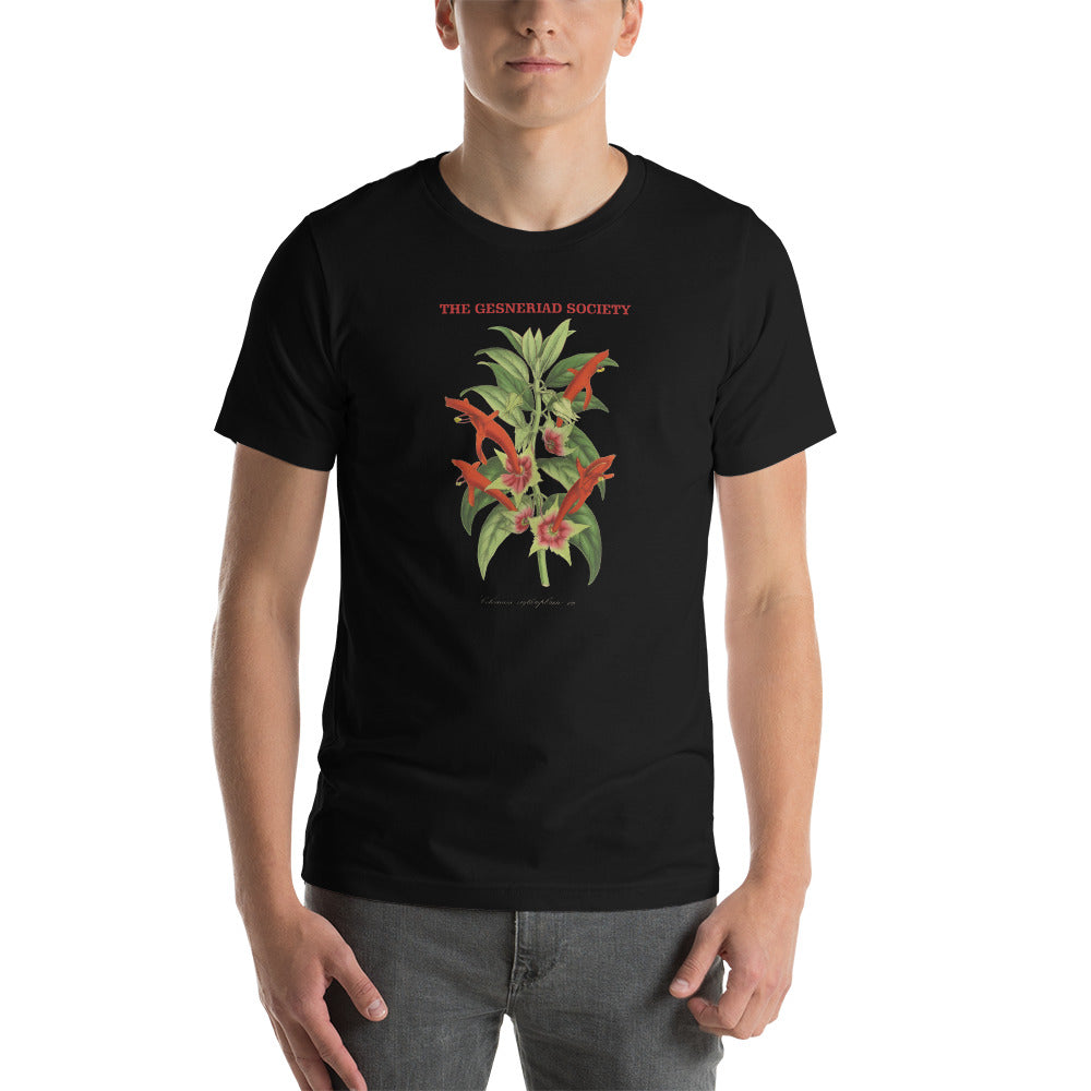 Short-Sleeve Unisex T-Shirt with printed Columnea erythrophaea