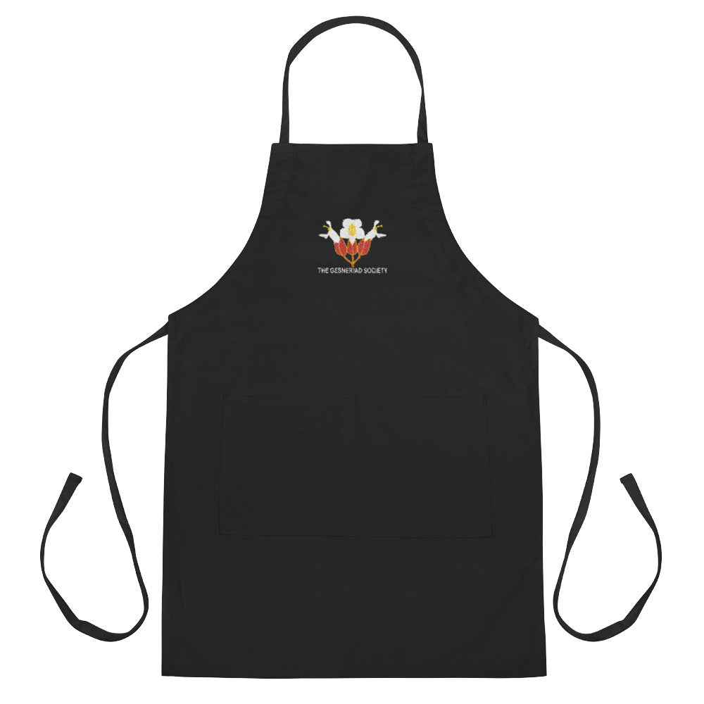 Embroidered Apron with Sinningia helleri