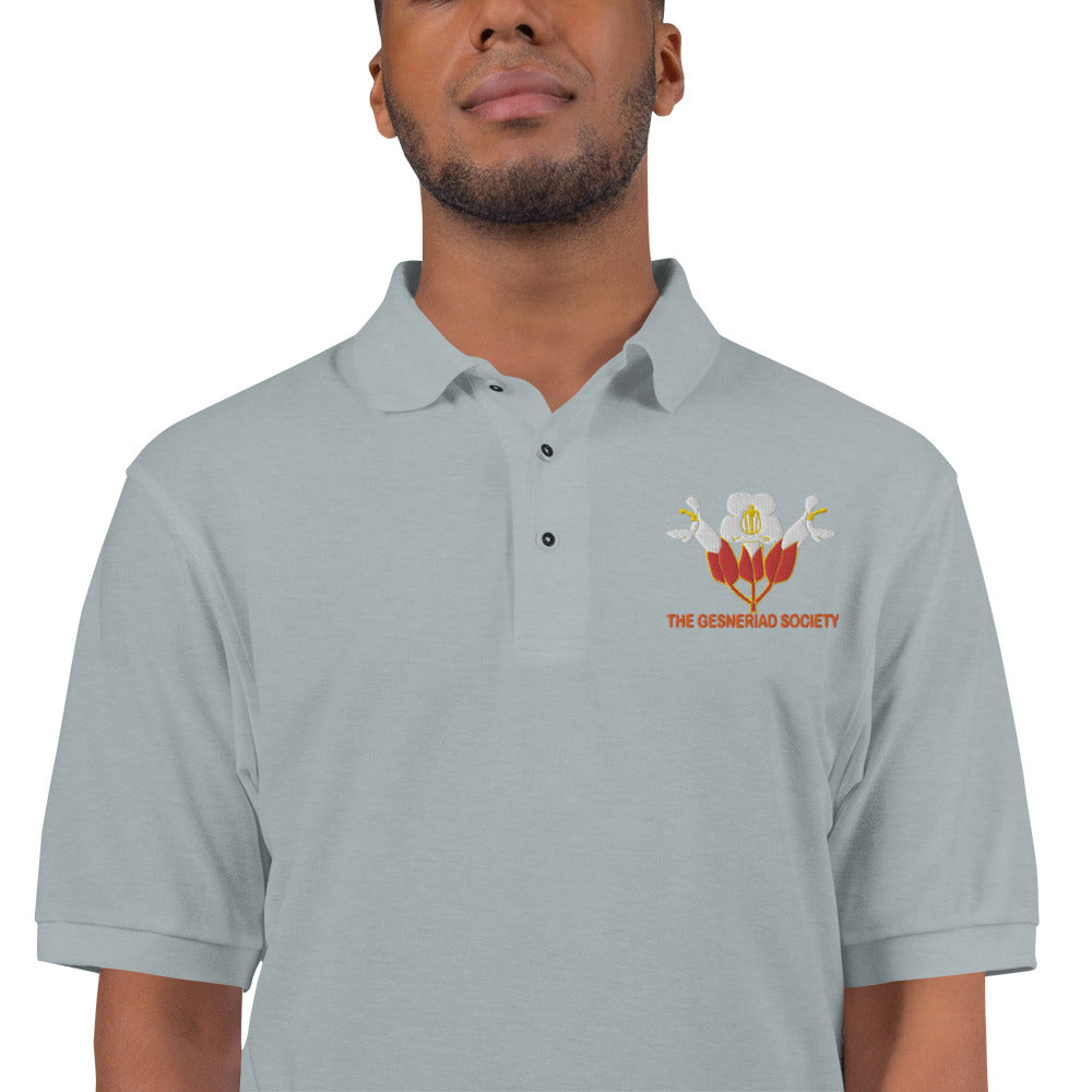 Embroidered Polo Shirt with Sinningia helleri