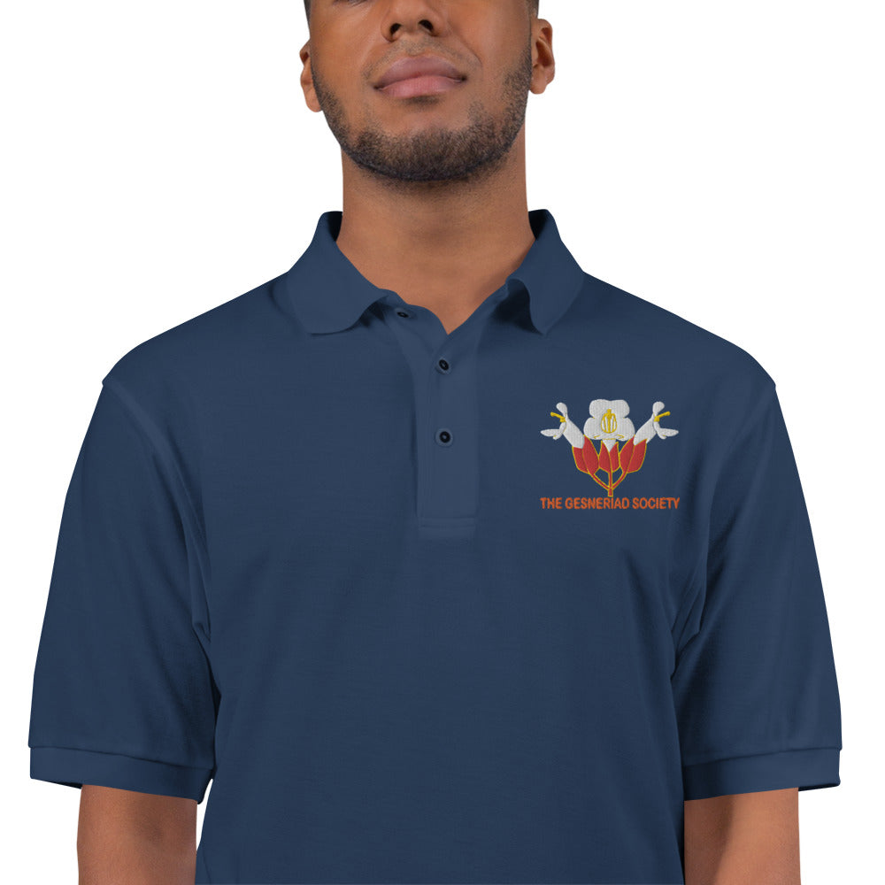 Embroidered Polo Shirt with Sinningia helleri