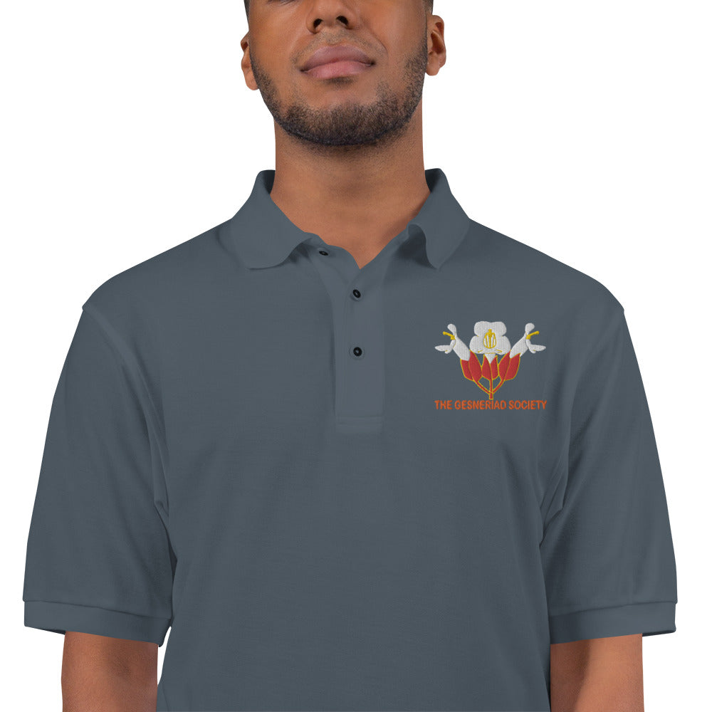 Embroidered Polo Shirt with Sinningia helleri