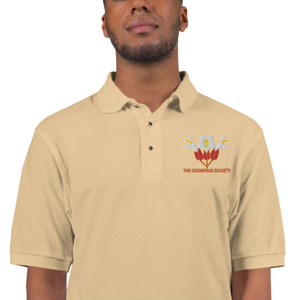 Embroidered Polo Shirt with Sinningia helleri