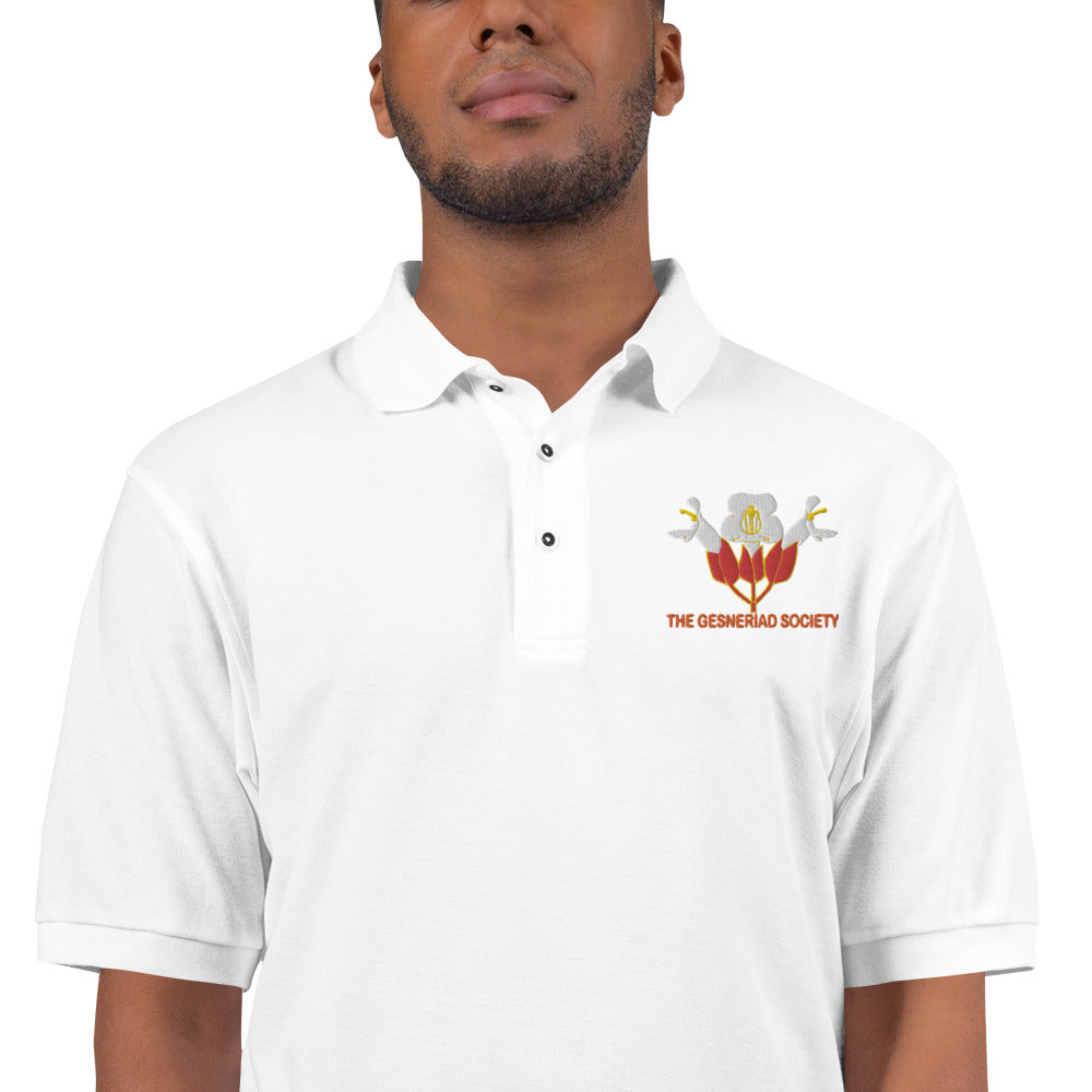 Embroidered Polo Shirt with Sinningia helleri