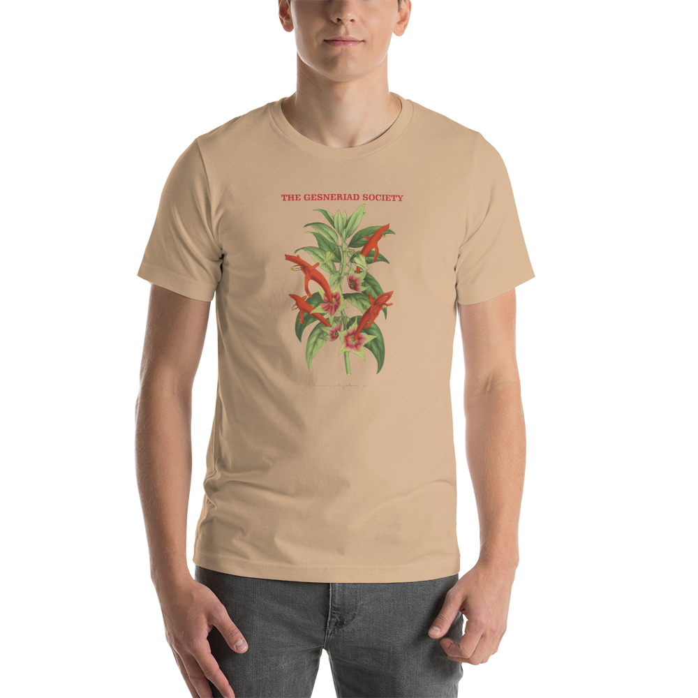 Short-Sleeve Unisex T-Shirt with printed Columnea erythrophaea