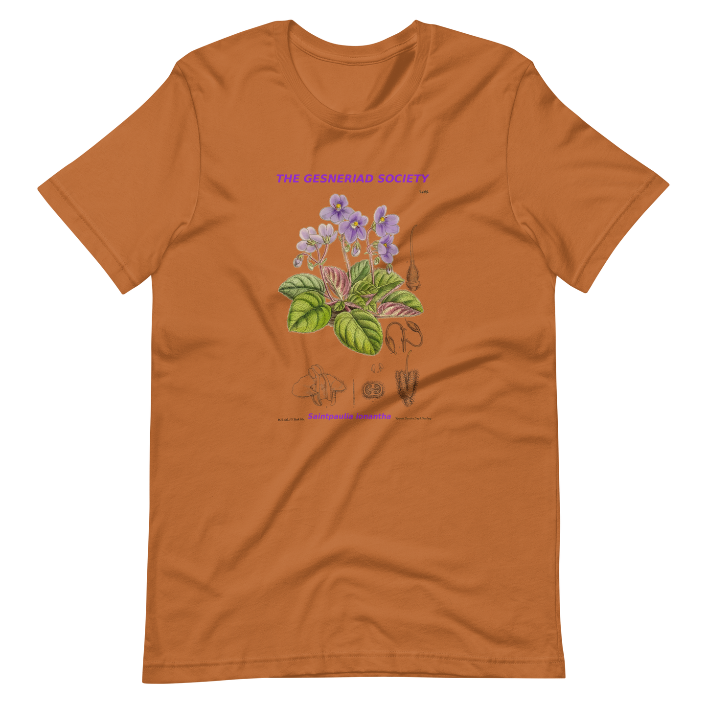 Short-Sleeve Unisex T-Shirt with Saintpaulia ionantha