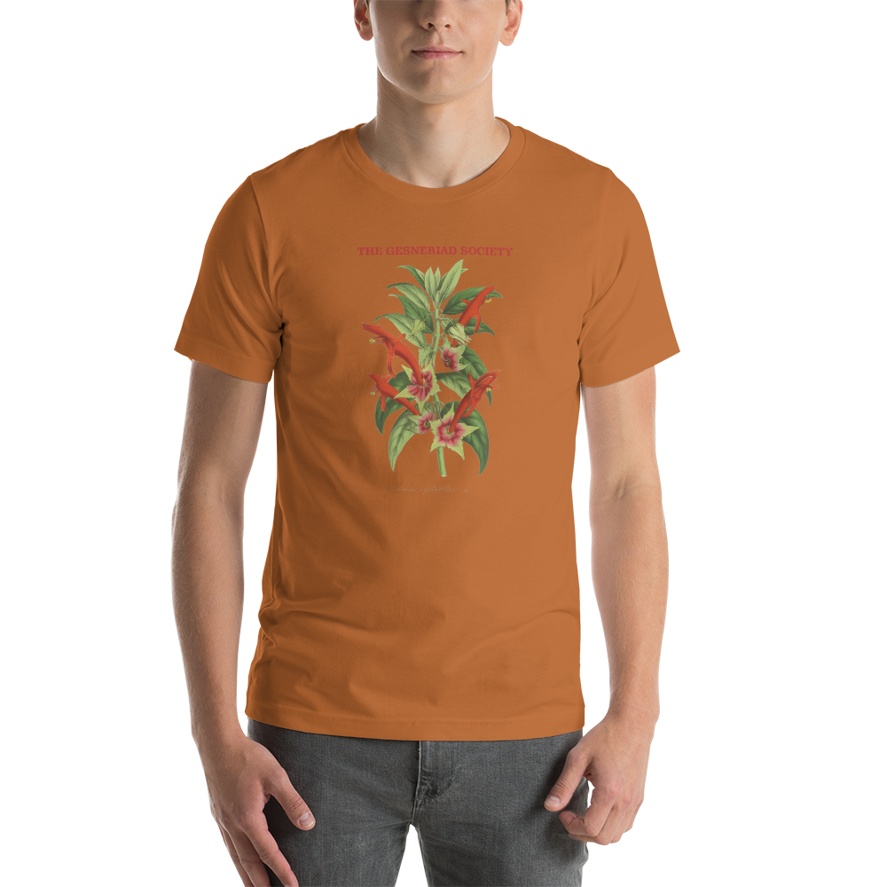 Short-Sleeve Unisex T-Shirt with printed Columnea erythrophaea