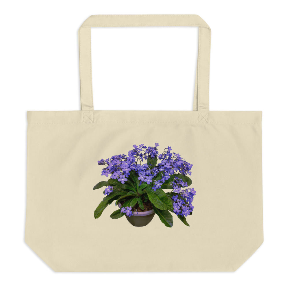 Tote Bag with one side printed Streptocarpus 'Falling Stars'