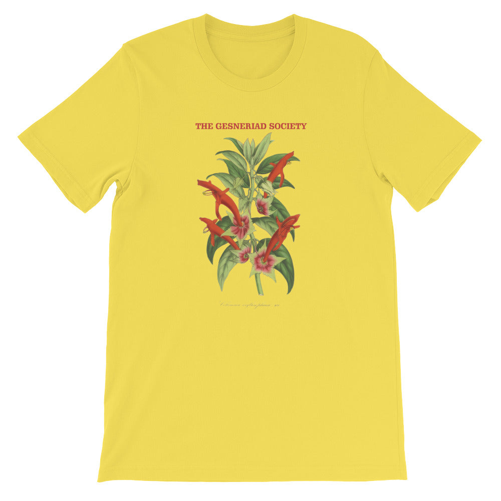 Short-Sleeve Unisex T-Shirt with Columnea erythrophaea print